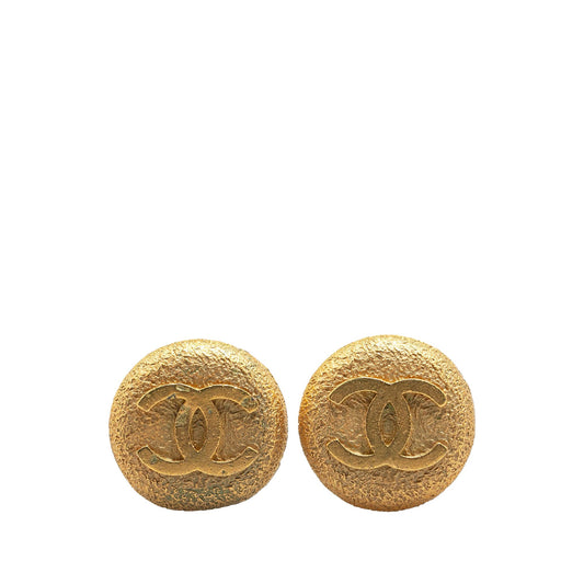 Gold Chanel Gold Plated CC Clip On Earrings