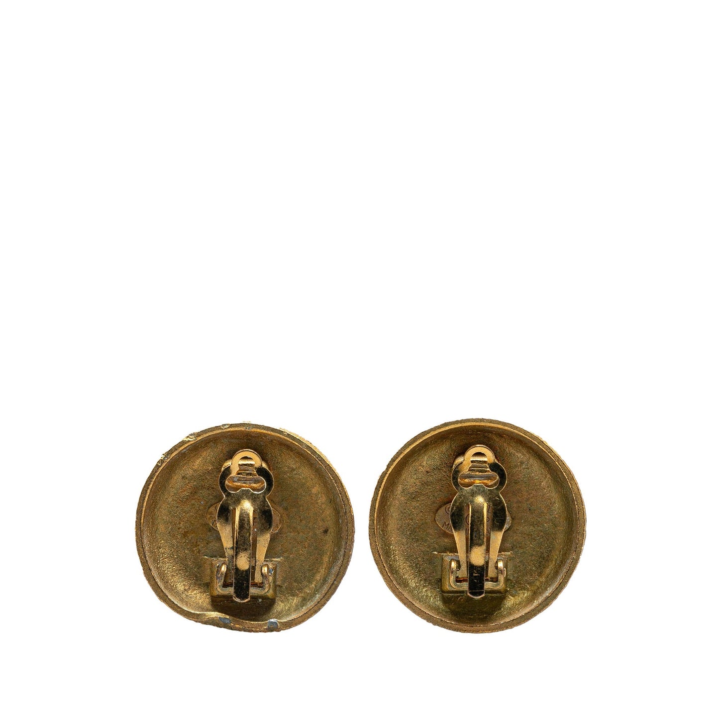 Gold Chanel Gold Plated CC Clip On Earrings