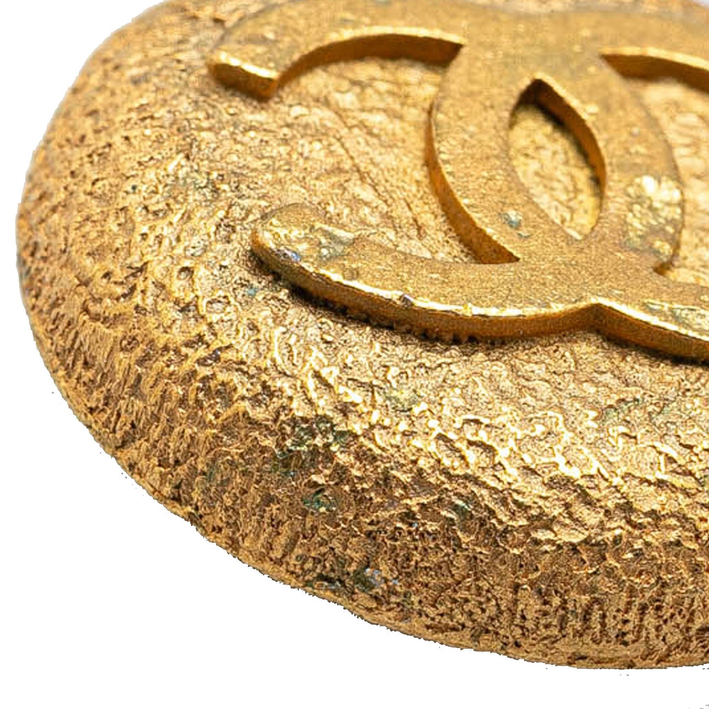 Gold Chanel Gold Plated CC Clip On Earrings