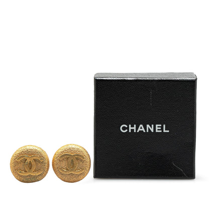 Gold Chanel Gold Plated CC Clip On Earrings