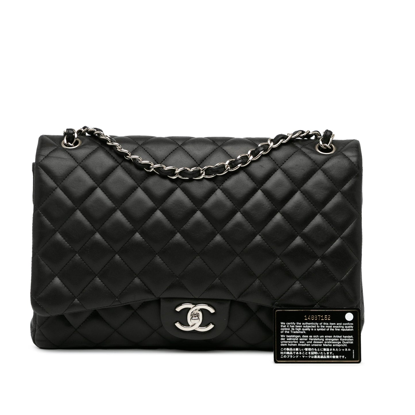 Black Chanel Maxi Classic Lambskin Double Flap Shoulder Bag