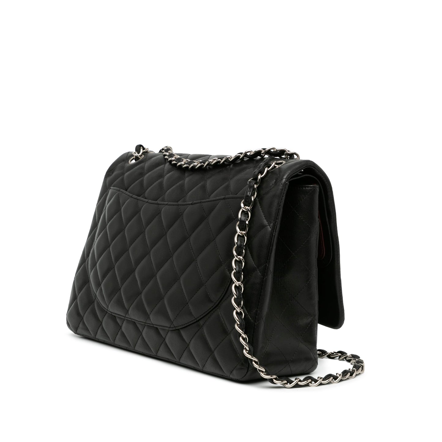 Black Chanel Maxi Classic Lambskin Double Flap Shoulder Bag