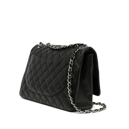 Black Chanel Maxi Classic Lambskin Double Flap Shoulder Bag