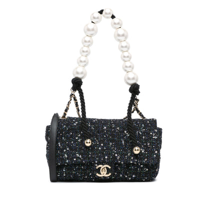 Chanel Sac Medium Tweed Pearl Handle Flap