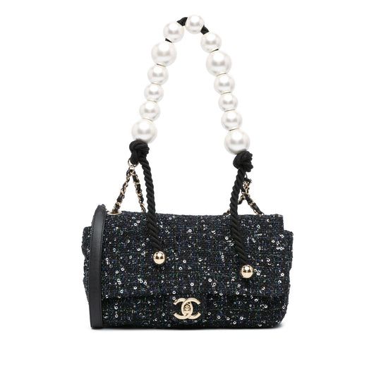 Chanel Sac Medium Tweed Pearl Handle Flap