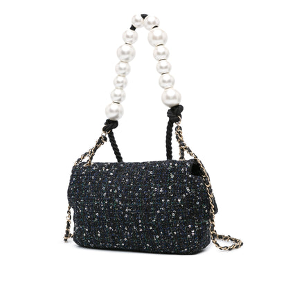 Chanel Sac Medium Tweed Pearl Handle Flap