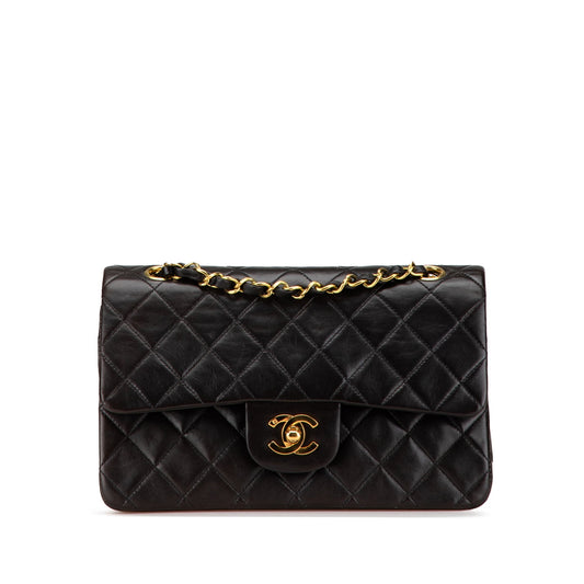 Black Chanel Small Classic Lambskin Double Flap Shoulder Bag