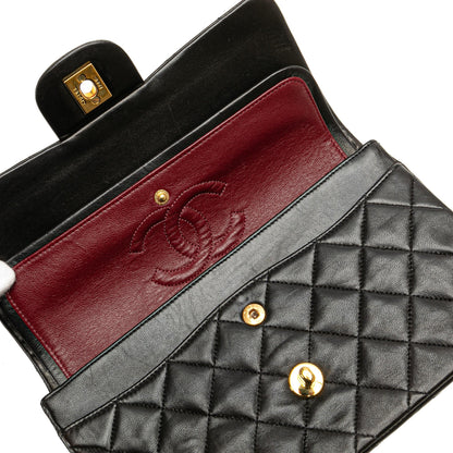 Black Chanel Small Classic Lambskin Double Flap Shoulder Bag