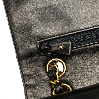 Black Chanel Small Classic Lambskin Double Flap Shoulder Bag