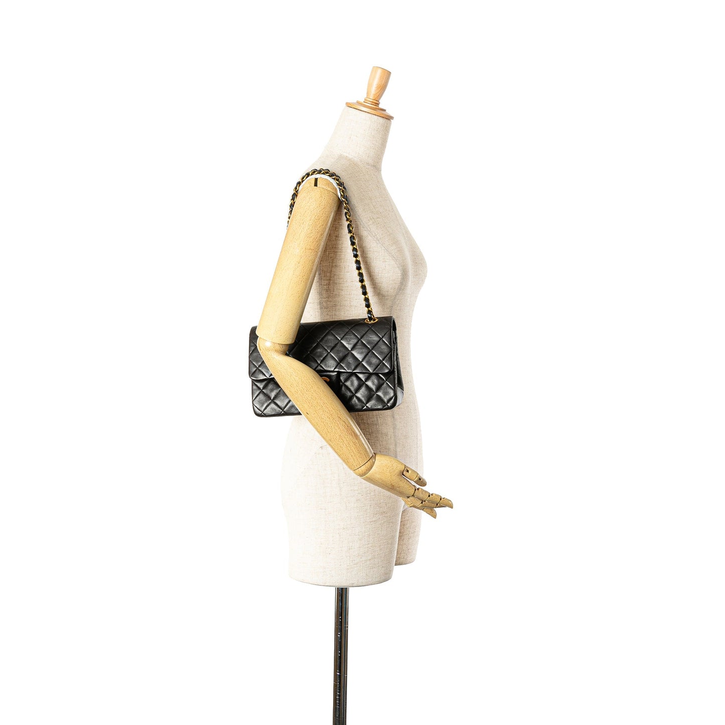 Black Chanel Small Classic Lambskin Double Flap Shoulder Bag