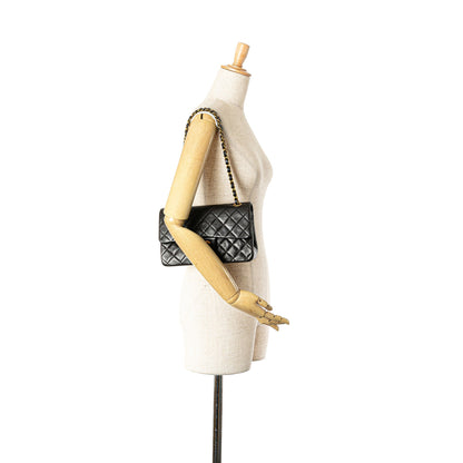 Black Chanel Small Classic Lambskin Double Flap Shoulder Bag