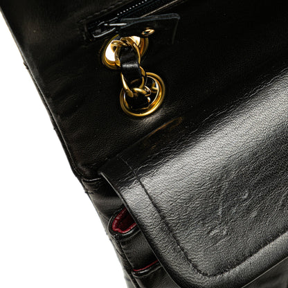 Black Chanel Small Classic Lambskin Double Flap Shoulder Bag