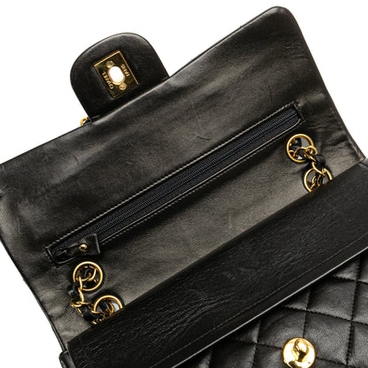 Black Chanel Small Classic Lambskin Double Flap Shoulder Bag
