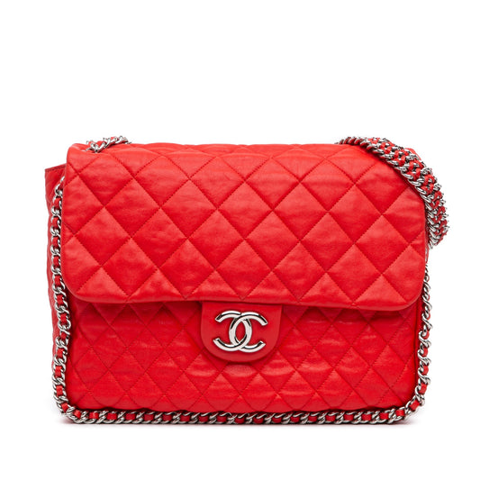Chanel Sac Maxi Washed Lambskin Chain Around Flap