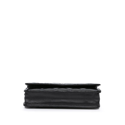 Black Chanel CC Quilted Patent Wallet On Chain Crossbody Bag