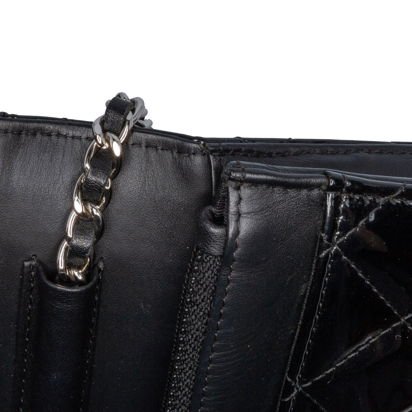 Black Chanel CC Quilted Patent Wallet On Chain Crossbody Bag