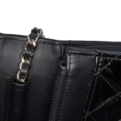 Black Chanel CC Quilted Patent Wallet On Chain Crossbody Bag