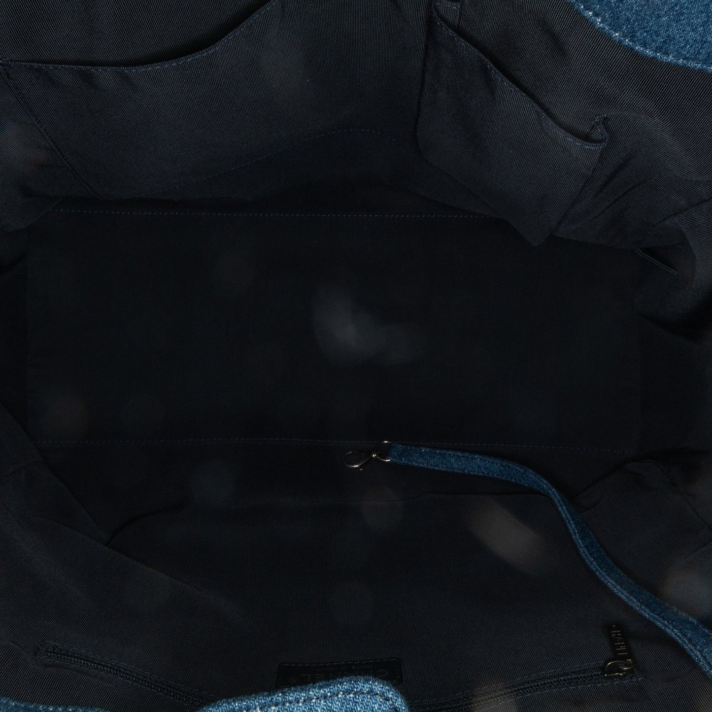 Blue Chanel Large Fringed Denim Shopping Tote Satchel