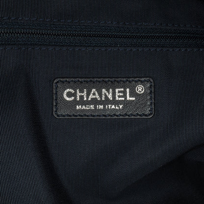 Blue Chanel Large Fringed Denim Shopping Tote Satchel