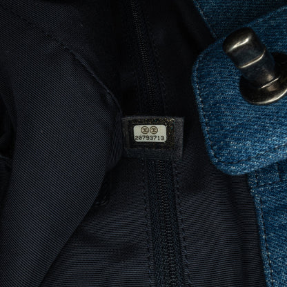 Blue Chanel Large Fringed Denim Shopping Tote Satchel