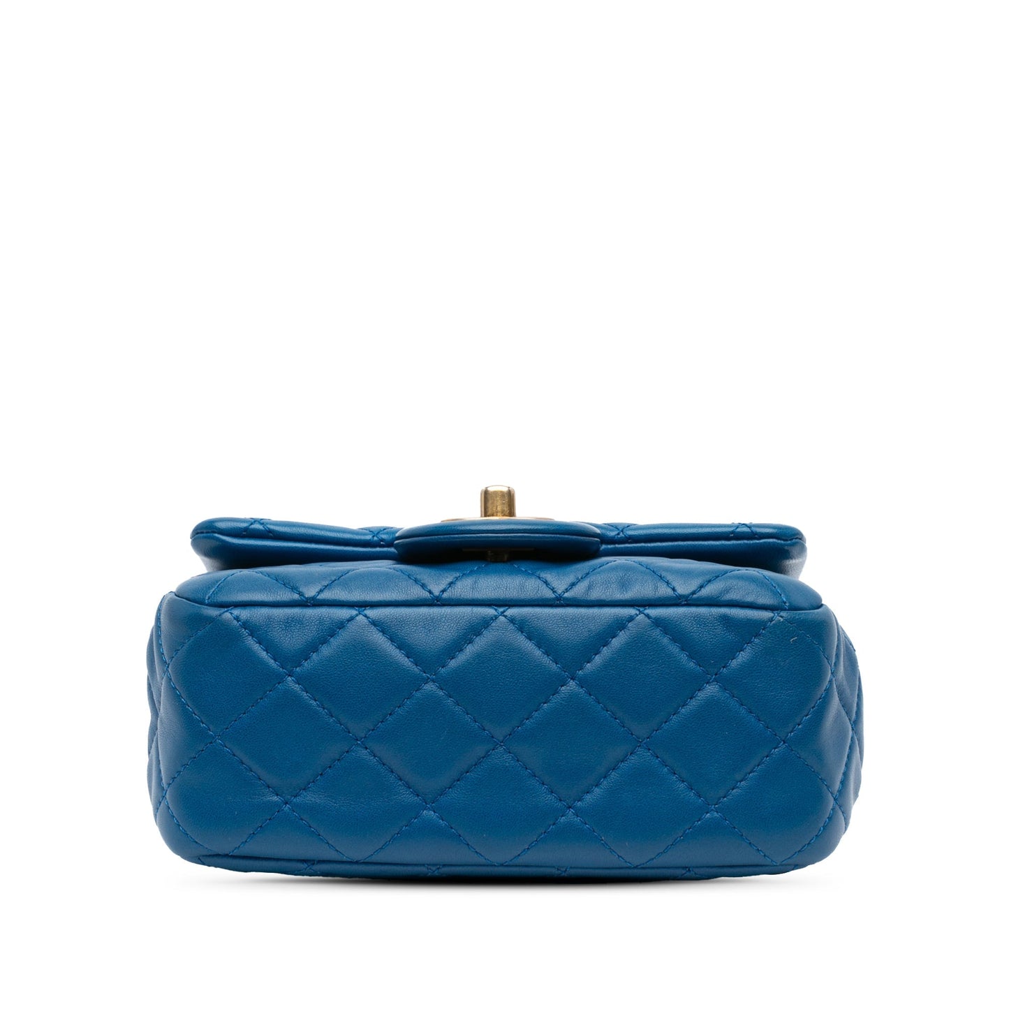Blue Chanel Mini Square Classic Lambskin Pearl Crush Single Flap Crossbody Bag