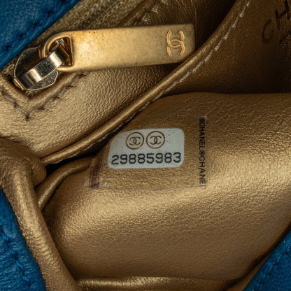Blue Chanel Mini Square Classic Lambskin Pearl Crush Single Flap Crossbody Bag
