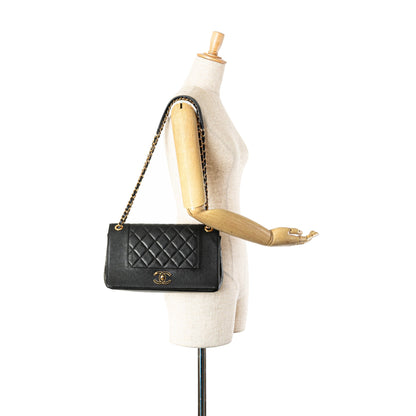 Black Chanel Medium Lambskin Mademoiselle Vintage Double Flap Crossbody Bag