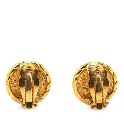 Gold Chanel Gold Plated CC Clip On Earrings