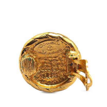Gold Chanel Gold Plated CC Clip On Earrings