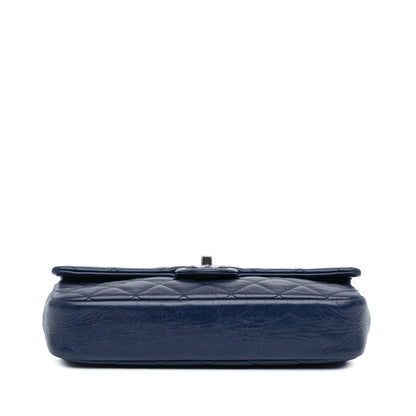 Blue Chanel Medium Aged Calfskin Duo Color Flap Crossbody Bag