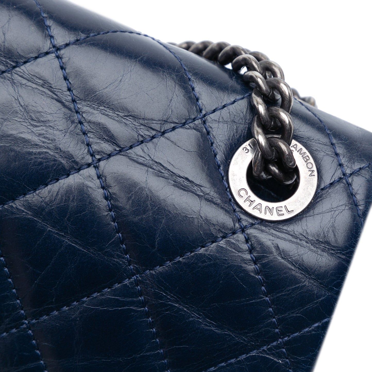 Blue Chanel Medium Aged Calfskin Duo Color Flap Crossbody Bag