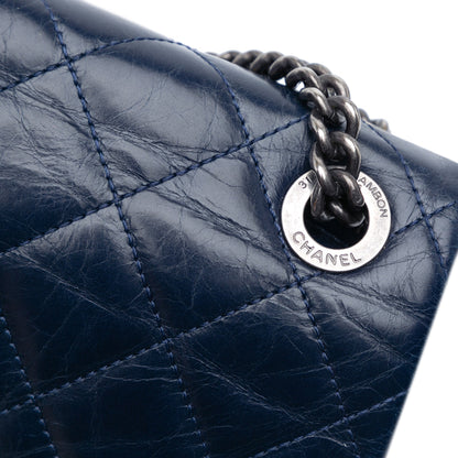 Blue Chanel Medium Aged Calfskin Duo Color Flap Crossbody Bag