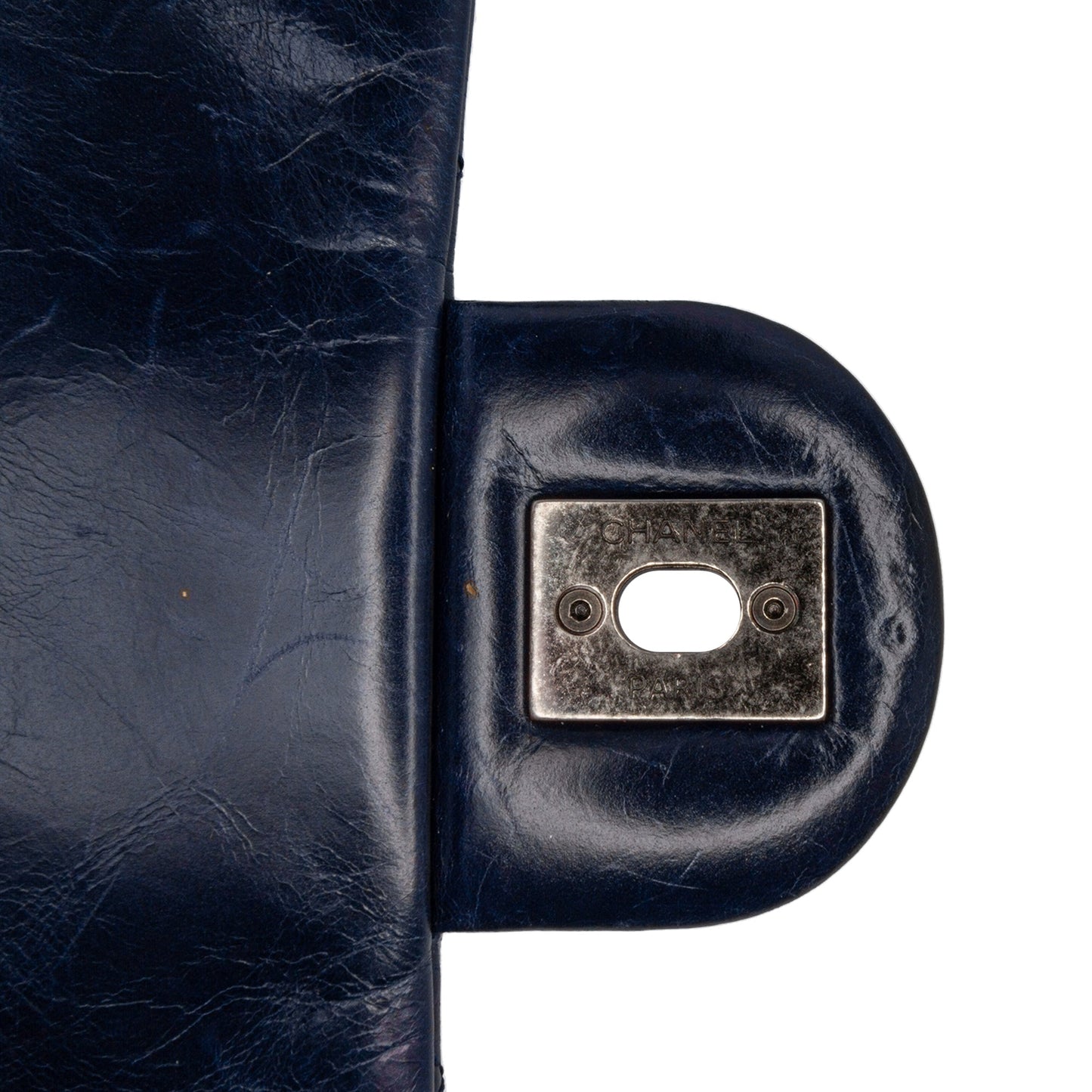 Blue Chanel Medium Aged Calfskin Duo Color Flap Crossbody Bag