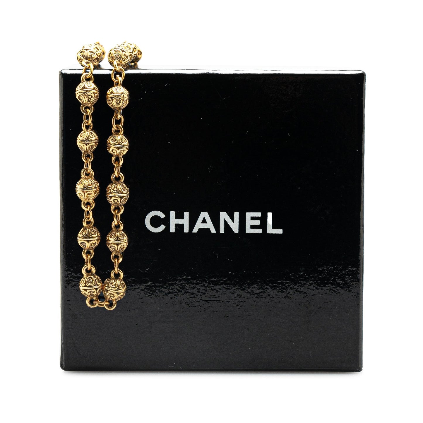 Gold Chanel Gold Plated Bead Strand Necklace
