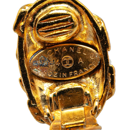 Gold Chanel Gold Plated CC Clip On Earrings