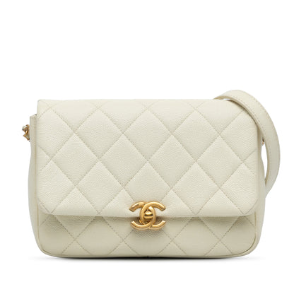 Chanel Sac Small Quilted Caviar Chain Melody Flap