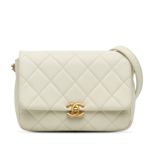 Chanel Sac Small Quilted Caviar Chain Melody Flap