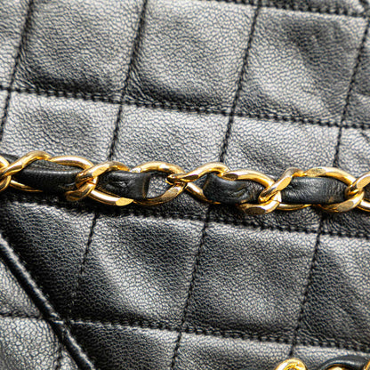 Black Chanel CC Quilted Lambskin Single Flap Shoulder Bag