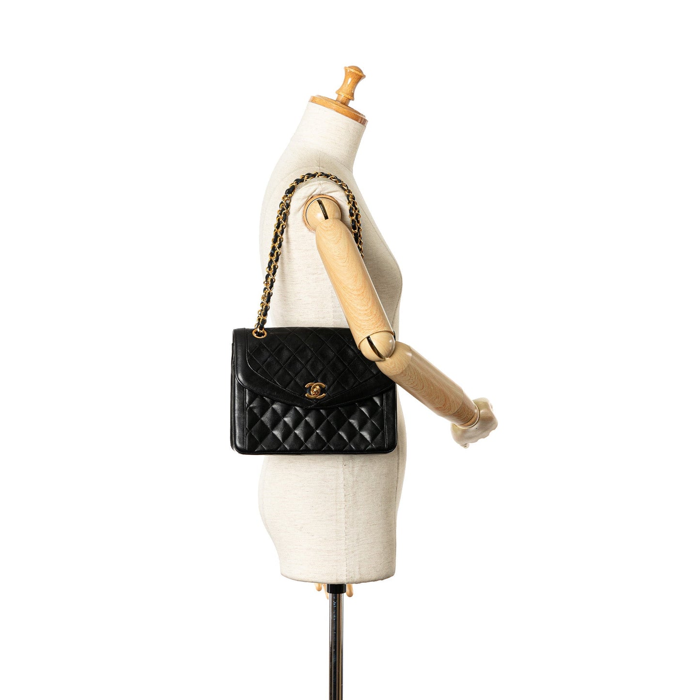 Black Chanel CC Quilted Lambskin Single Flap Shoulder Bag