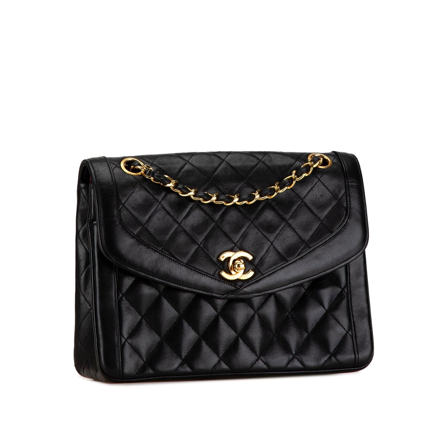 Black Chanel CC Quilted Lambskin Single Flap Shoulder Bag
