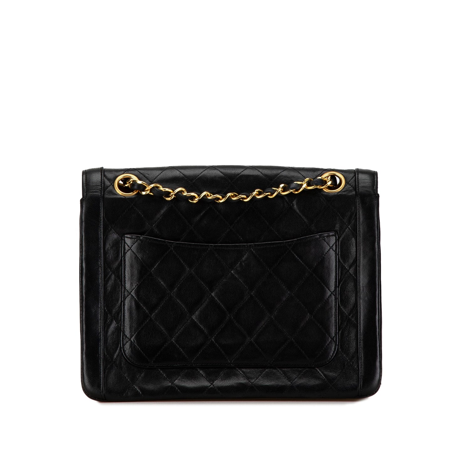 Black Chanel CC Quilted Lambskin Single Flap Shoulder Bag
