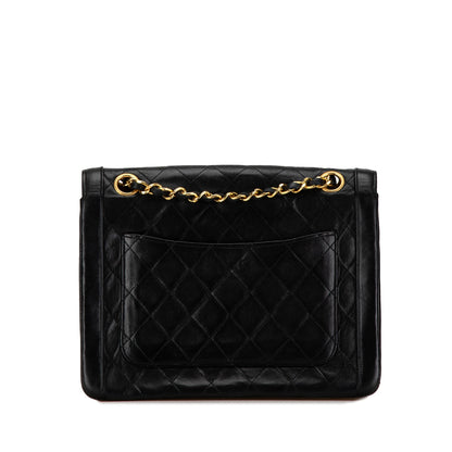 Black Chanel CC Quilted Lambskin Single Flap Shoulder Bag