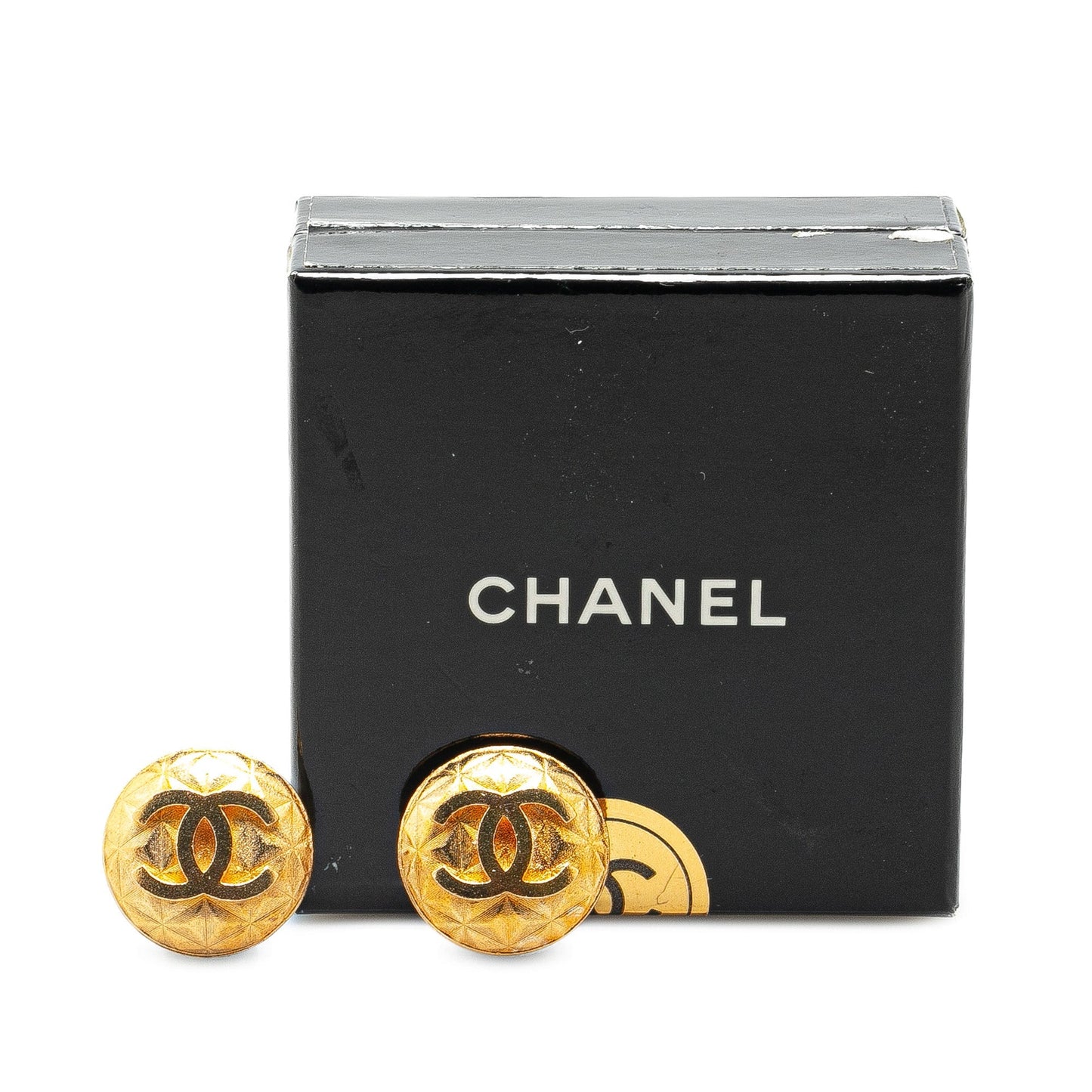 Gold Chanel Gold Plated CC Round Clip on Earrings