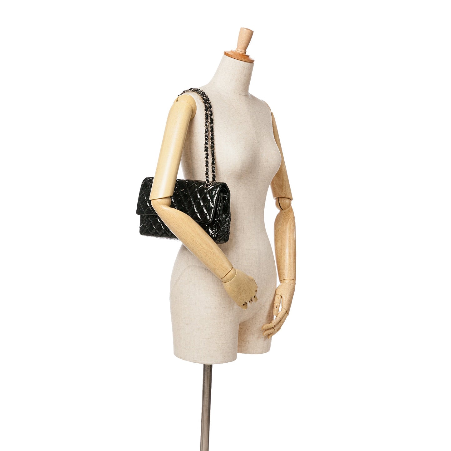 Black Chanel Medium Classic Patent Double Flap Shoulder Bag