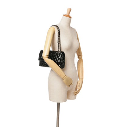 Black Chanel Medium Classic Patent Double Flap Shoulder Bag
