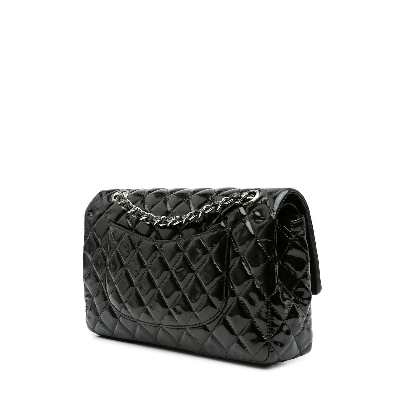 Black Chanel Medium Classic Patent Double Flap Shoulder Bag
