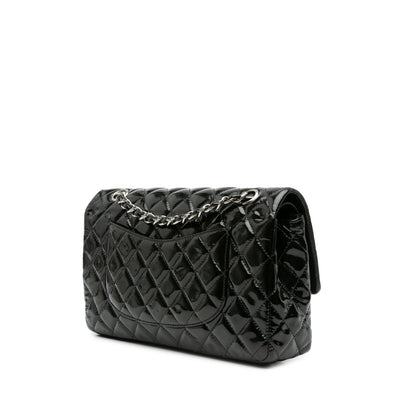 Black Chanel Medium Classic Patent Double Flap Shoulder Bag