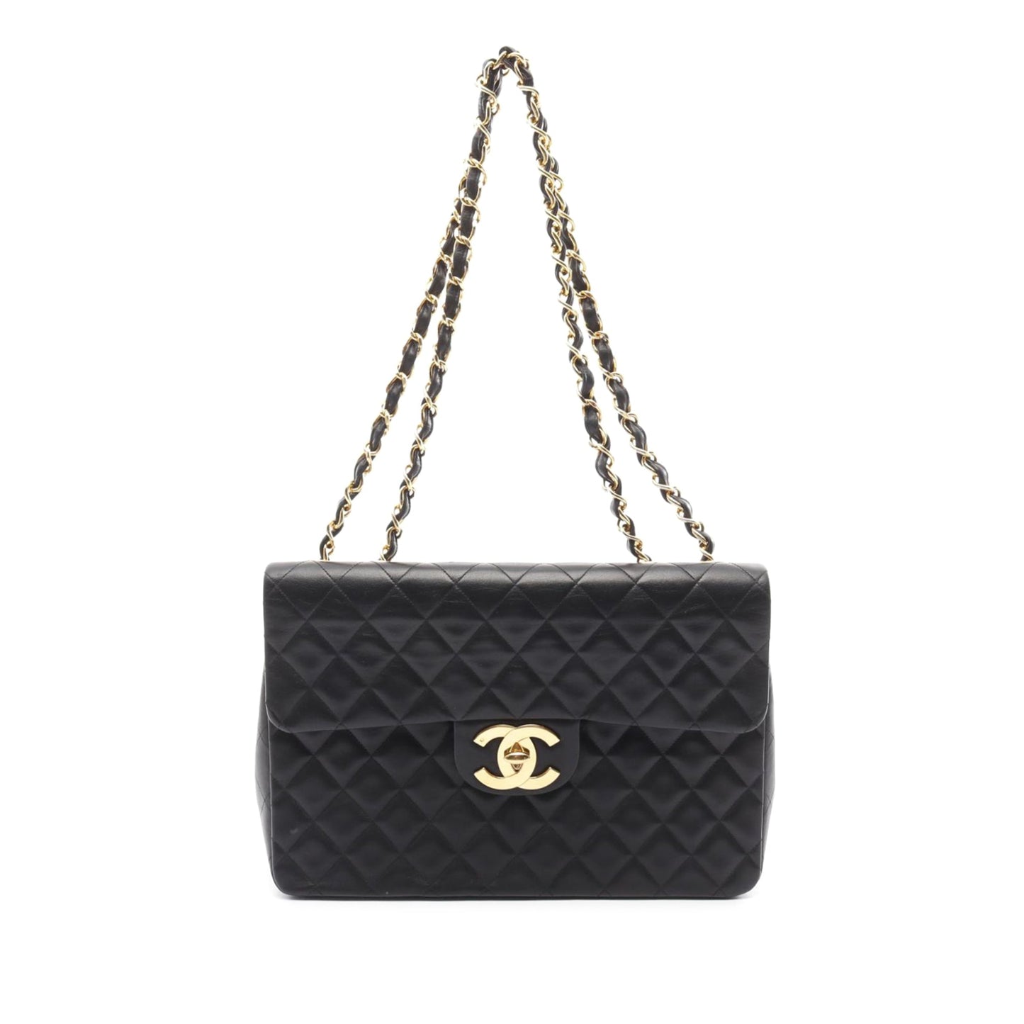 Black Chanel Maxi XL Classic Lambskin Single Flap Shoulder Bag