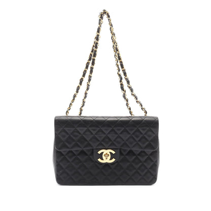 Black Chanel Maxi XL Classic Lambskin Single Flap Shoulder Bag
