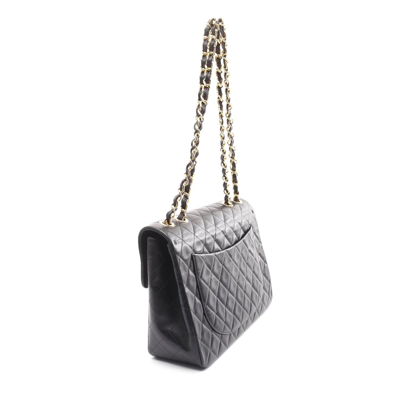 Black Chanel Maxi XL Classic Lambskin Single Flap Shoulder Bag